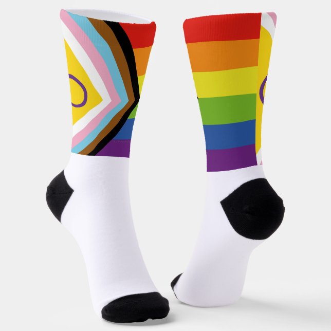 Chaussette Drapeau de fierté intersexe de SlipperyJoe's fond  (Angulaire)
