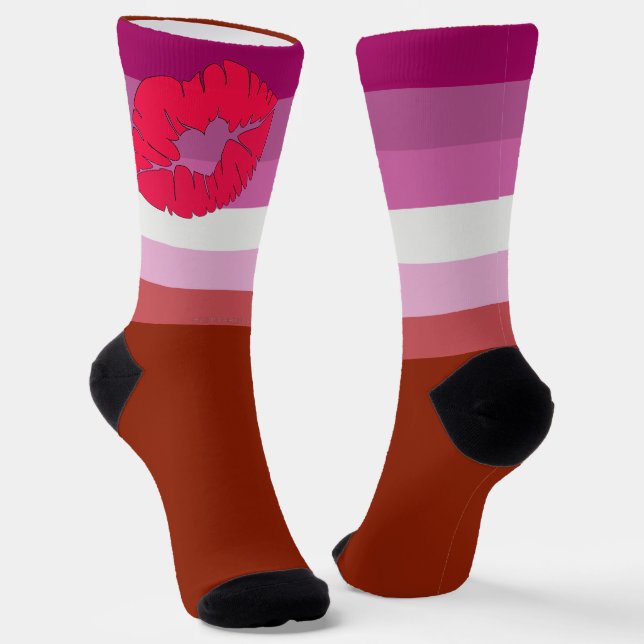 Chaussette Drapeau de fierté lesbienne au rouge à lèvres Slip (Angulaire)