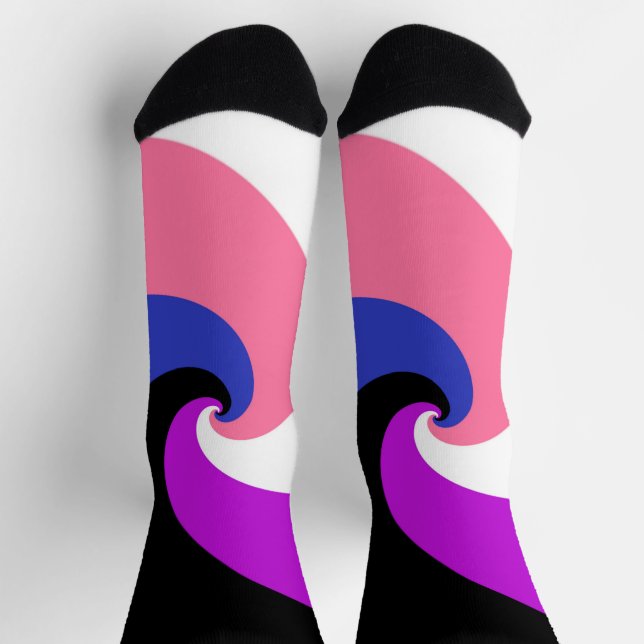 Chaussette Drapeau de la fierté Abstraite de la spirale boho  (Haut)