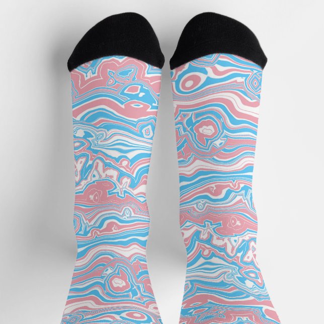 Chaussette Drapeau de la Trans Pride Trippy Boho Super Wavy (Haut)