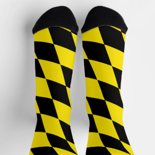 Chaussette Drapeau diamant de Bavière noire et jaune Motif