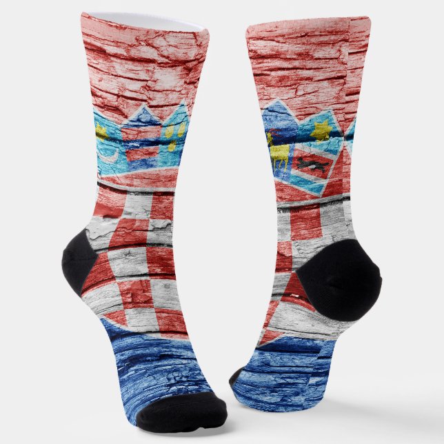 Chaussette Drapeau en bois de Croatie (Angulaire)