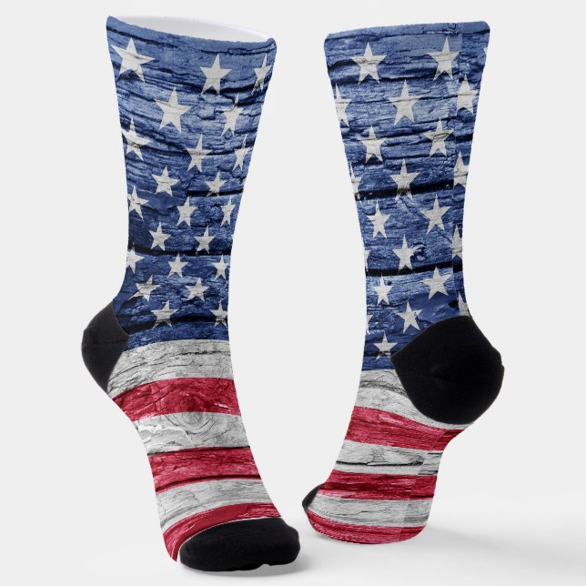 Chaussette Drapeau en bois des États-Unis (Angulaire)