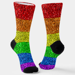 Chaussette Drapeau LGBT vibrante parties scintillant arc-en-c