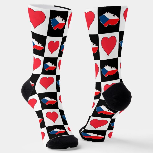 Chaussette Drapeau national de Tchéquie Motif de coeur Républ (Angulaire)
