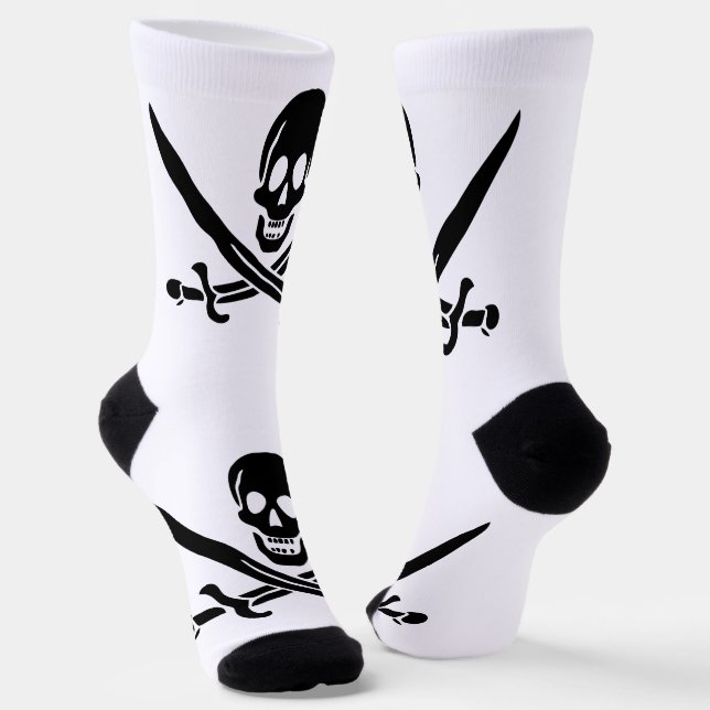 Chaussette Drapeau pirate crâne épées croisées (Angulaire)