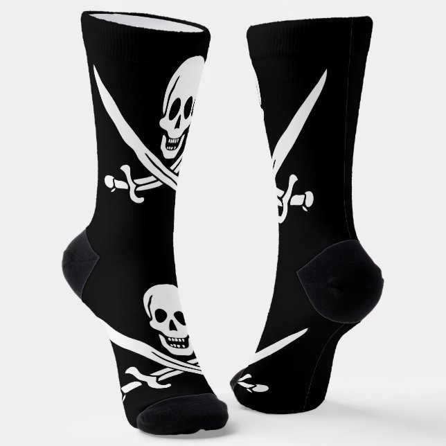 Chaussette Drapeau pirate crâne épées croisées (Angulaire)