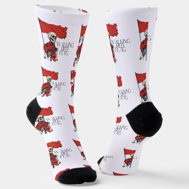 Chaussette Drapeau rouge à pied Squelette | Humour minimalist (Angulaire)