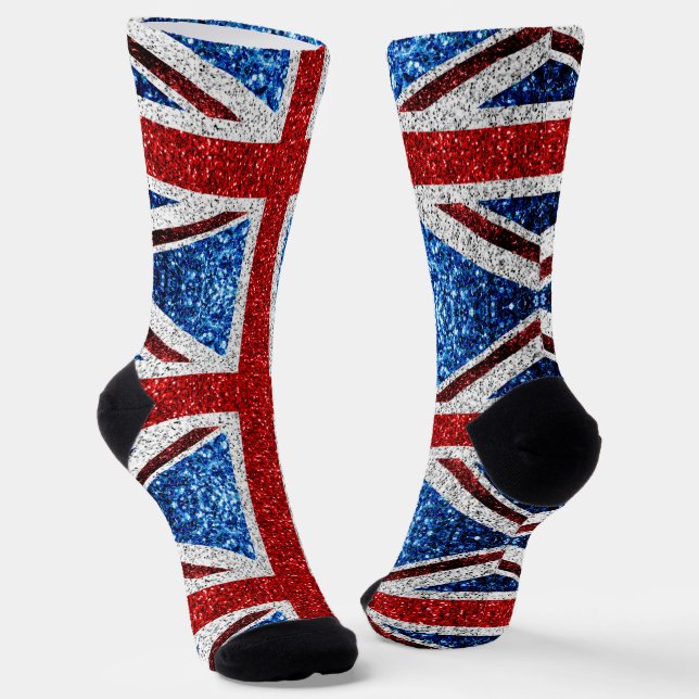 Chaussette Drapeau rouge bleu blanc brillant parties scintill (Angulaire)