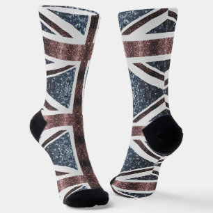 Chaussette Drapeau rustique UK rouge bleu étincelants parties