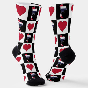 Chaussette Drapeau thaïlandais Motif de coeur Thaïlande Natio