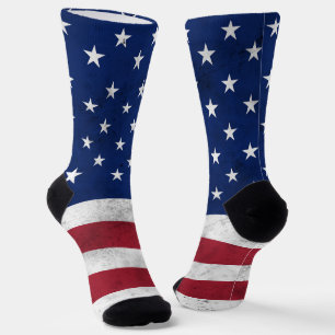 Chaussette Drapeau USA vintage rouge blanc bleu patriotique a