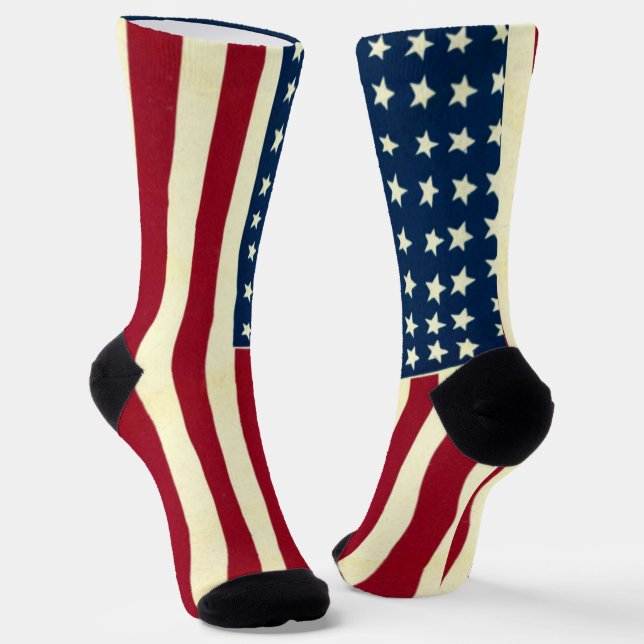 Chaussette Drapeau vintage patriotique américain, le 4 juille (Angulaire)
