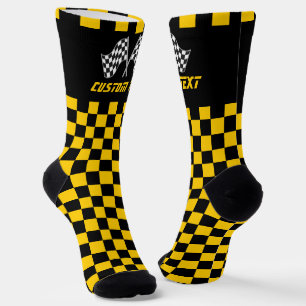 Chaussette Drapeaux de course À damiers noir et jaune