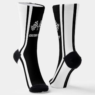 Chaussette Drapeaux de voiture de course à rayures blanches -