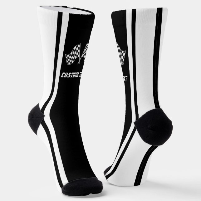 Chaussette Drapeaux de voiture de course à rayures blanches - (Angulaire)