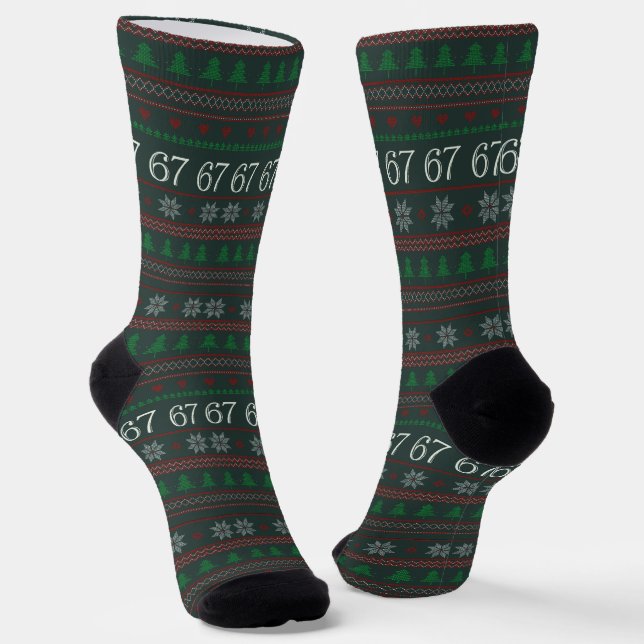 Chaussette Drôle 67 Laide Chemise de Noël Party 6 7 (Angulaire)