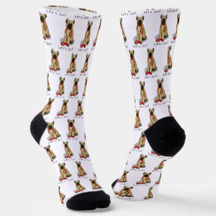 Chaussette Drôle Allons-y ! Promener Briard (cr fauve noir 1)