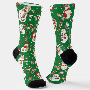 Chaussette Drôle Cartoon Snowmen Chaussettes Motifs de Noël
