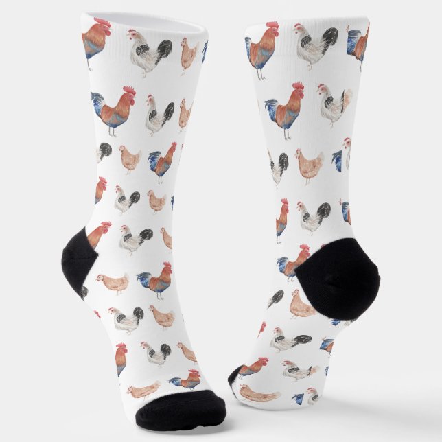 Chaussette Drôle Coloré Poulets Hen (Angulaire)