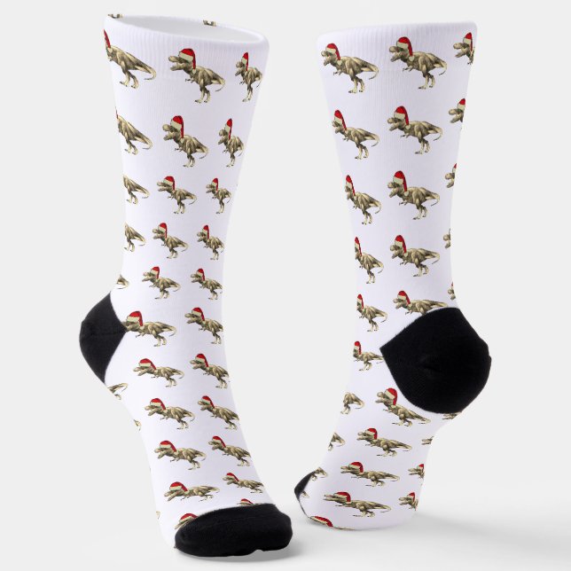 Chaussette Drôle de T-Rex Santa Dinosaure Noël (Angulaire)