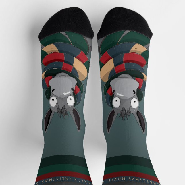 Chaussette Drôle Festif Chic Âne Mignon Turquoise Gris  (Haut)