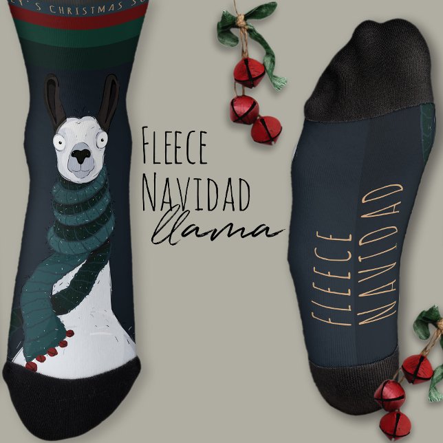 Chaussette Drôle Fête "Fleece Navidad" Jeu de mots sur la lai (Créateur téléchargé)