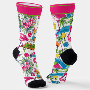 Chaussette Drôle Flamant rose de Pickleball Dinks Chaussettes