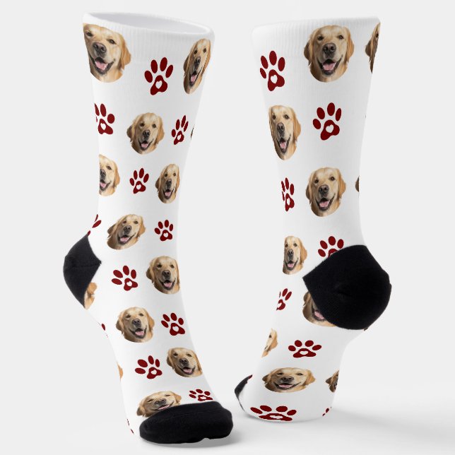 Chaussette Drôle photo de chien personnalisé avec Motif de mâ (Angulaire)