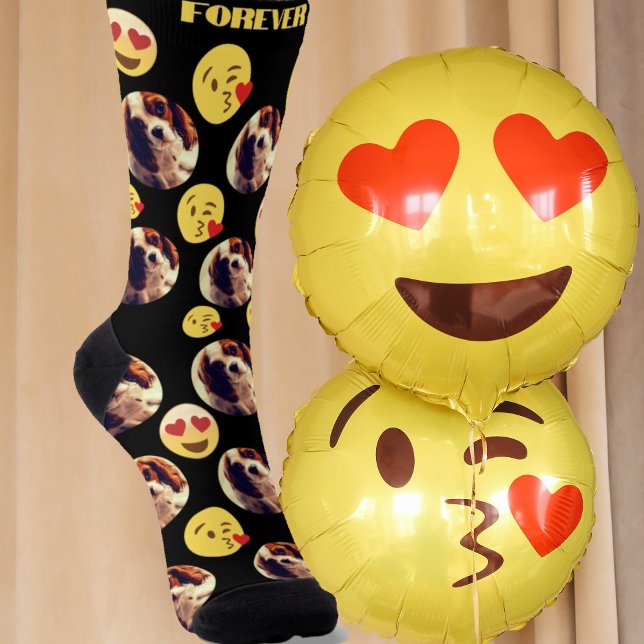 Chaussette Drôle photo personnalisée amour émoji chaussettes (Créateur téléchargé)