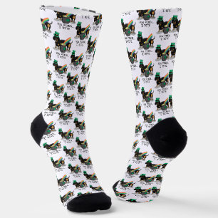 Chaussette Drôle St. Patrick's Day Dachshund (noir & bronzage
