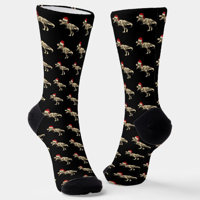 Chaussette Drôle T-Rex Père Noël Dinosaur Noël (Angulaire)