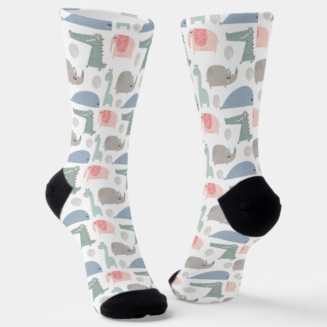 Chaussette Drôle Visage mignon Doodle Motif animal (Angulaire)