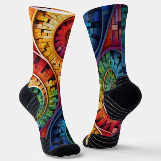 Chaussette Dubman fait du design : Tourbillons de Fibonacci l (Angulaire)