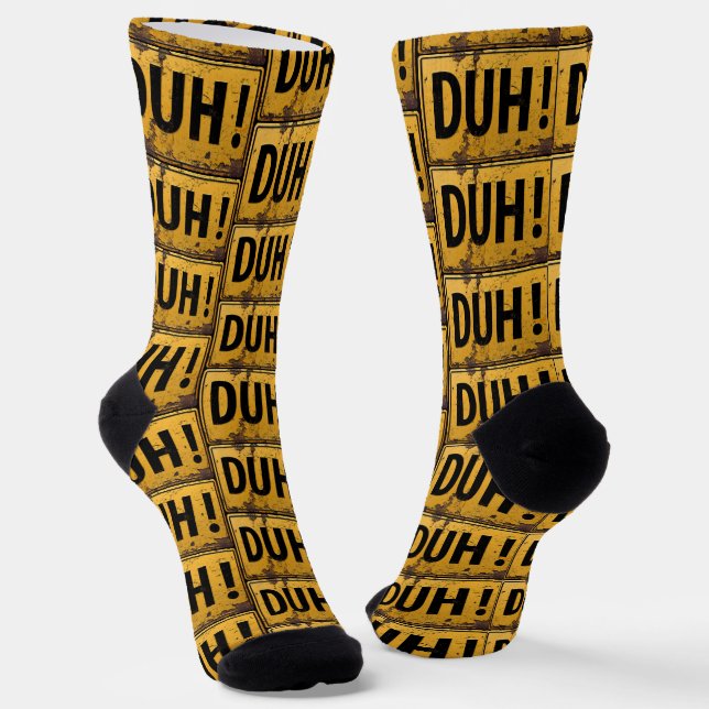 Chaussette DUH! - Panneau de danger métallique Attention Blag (Angulaire)