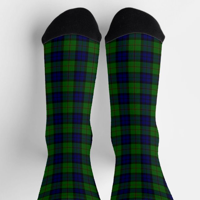 Chaussette Dundas tartan bleu vert plaid (Haut)