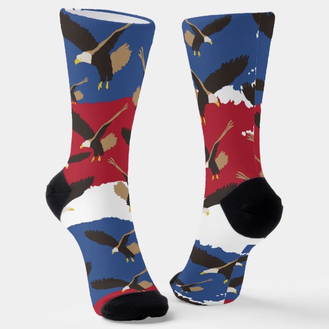 Chaussette Eagle Bird USA Patriotic American Flag  (Angulaire)