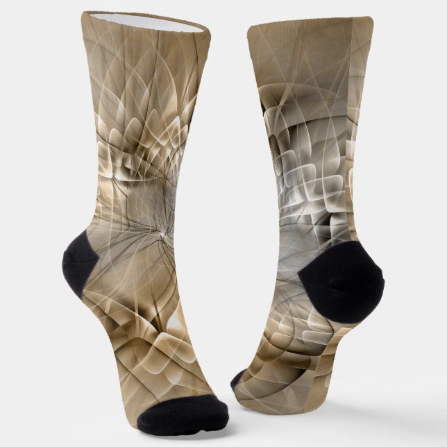 Chaussette Earth Tones Abstract Modern Fractal Art Texture (Angulaire)