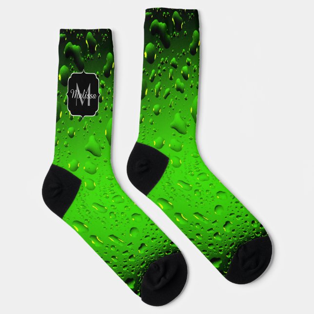 Chaussette Eau verte Cool élégant gouttes Monogram (Droite)