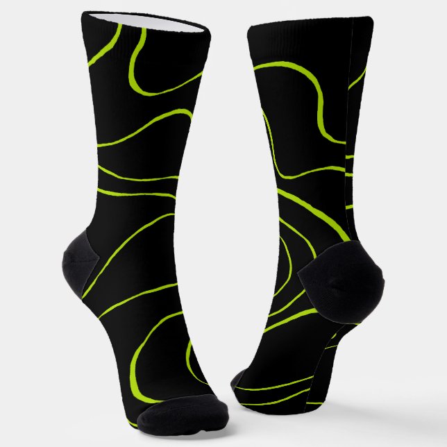 Chaussette Ebb et flux 2 en Lime vert et noir (Angulaire)