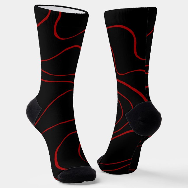 Chaussette Ebb et flux 2 en rouge et noir (Angulaire)