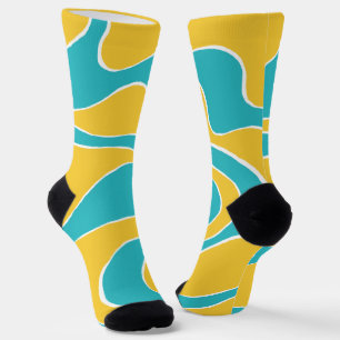 Chaussette Ebb et flux 2 en turquoise et jaune