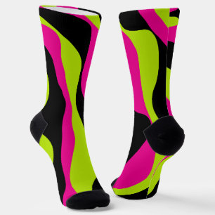 Chaussette Ebb et flux 4 en Lime vert, rose chaud et noir