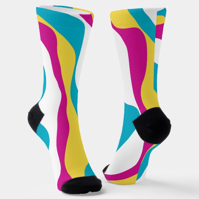 Chaussette Ebb et flux 4 - Turquoise, Jaune, Rose et Blanc (Angulaire)