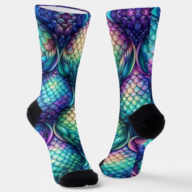 Chaussette Écailles aquatiques colorées/iridescentes (Angulaire)