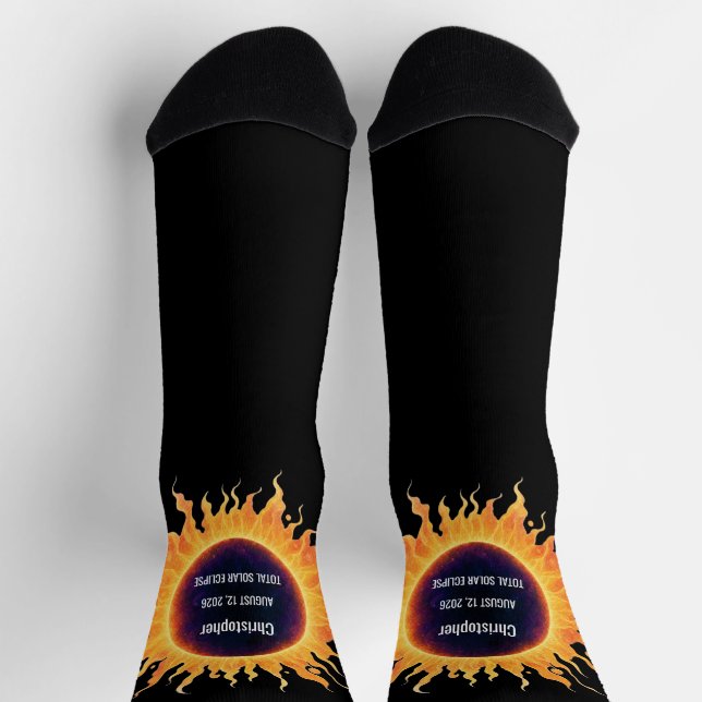 Chaussette Éclipse solaire totale aquarelle audacieuse Nom 20 (Haut)