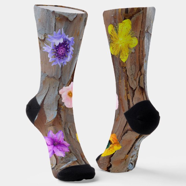 Chaussette Écorce et fleurs  (Angulaire)