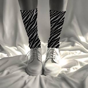 Chaussette Écran noir & argent de luxe féminin Zebra