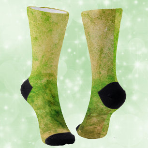 Chaussette Eerie Green Yellow Abstract Design Aquarelle
