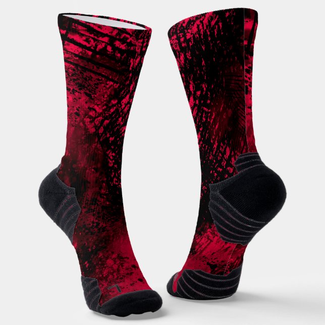 Chaussette Effet Dessin de peinture rouge et noir (Angulaire)